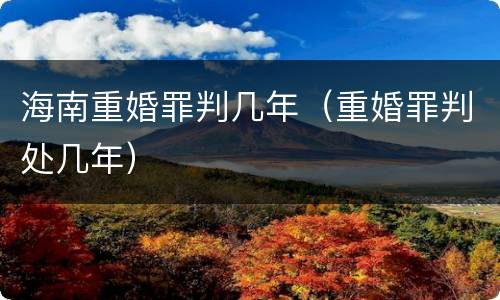 海南重婚罪判几年（重婚罪判处几年）