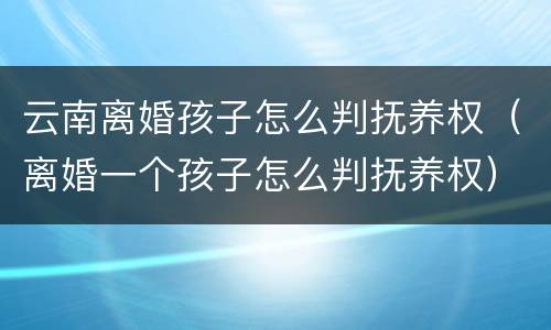 云南离婚孩子怎么判抚养权（离婚一个孩子怎么判抚养权）