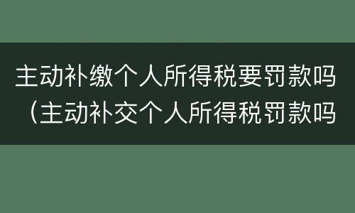 主动补缴个人所得税要罚款吗（主动补交个人所得税罚款吗）