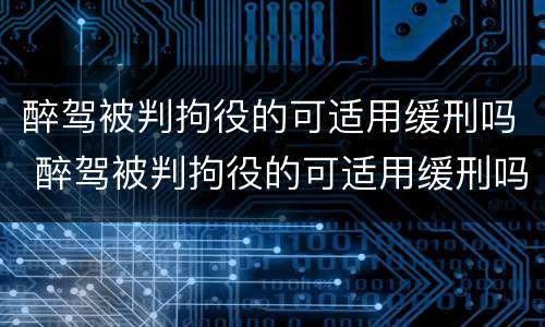 醉驾被判拘役的可适用缓刑吗 醉驾被判拘役的可适用缓刑吗女性
