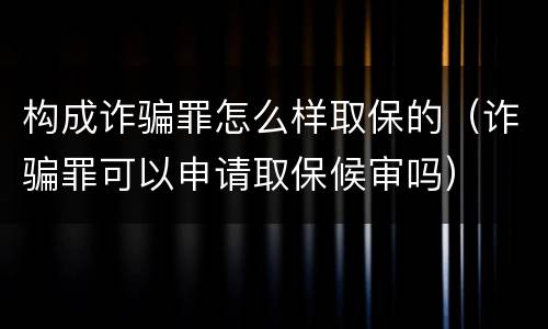 构成诈骗罪怎么样取保的（诈骗罪可以申请取保候审吗）