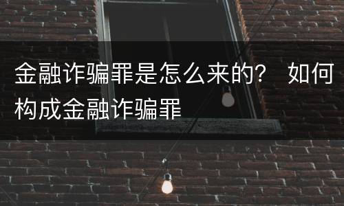 金融诈骗罪是怎么来的？ 如何构成金融诈骗罪