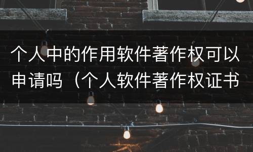 个人中的作用软件著作权可以申请吗（个人软件著作权证书图片）