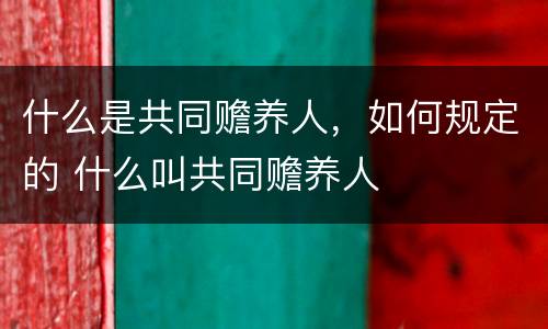 什么是共同赡养人，如何规定的 什么叫共同赡养人