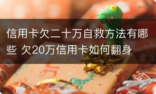 信用卡欠二十万自救方法有哪些 欠20万信用卡如何翻身