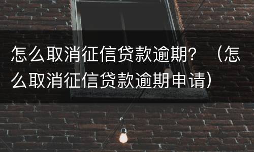 怎么取消征信贷款逾期？（怎么取消征信贷款逾期申请）