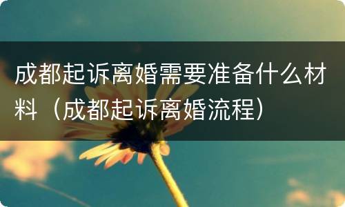 成都起诉离婚需要准备什么材料（成都起诉离婚流程）
