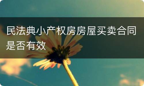 民法典小产权房房屋买卖合同是否有效