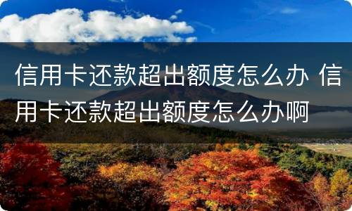 信用卡还款超出额度怎么办 信用卡还款超出额度怎么办啊