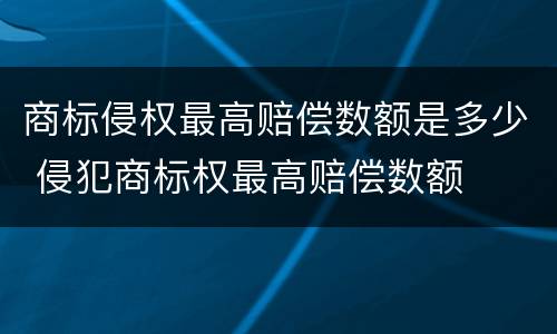 商标侵权最高赔偿数额是多少 侵犯商标权最高赔偿数额