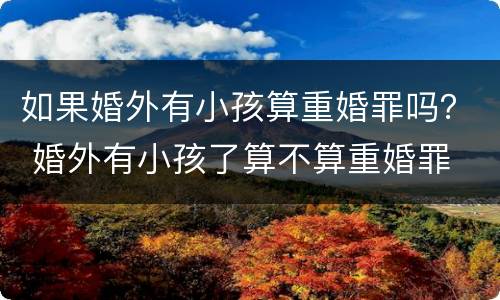 如果婚外有小孩算重婚罪吗？ 婚外有小孩了算不算重婚罪