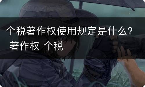 个税著作权使用规定是什么？ 著作权 个税