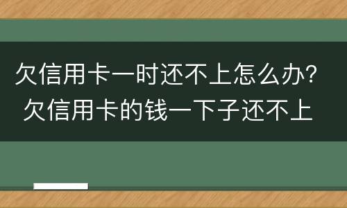 欠信用卡一时还不上怎么办？ 欠信用卡的钱一下子还不上