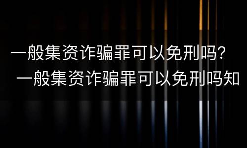 一般集资诈骗罪可以免刑吗？ 一般集资诈骗罪可以免刑吗知乎