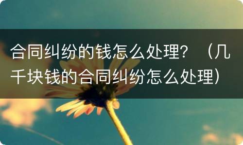合同纠纷的钱怎么处理？（几千块钱的合同纠纷怎么处理）