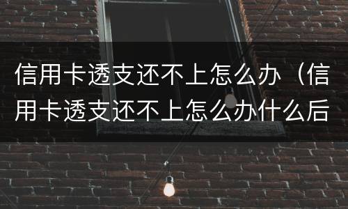 信用卡透支还不上怎么办（信用卡透支还不上怎么办什么后果）