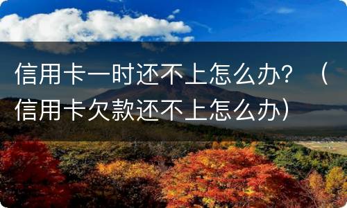 信用卡一时还不上怎么办？（信用卡欠款还不上怎么办）