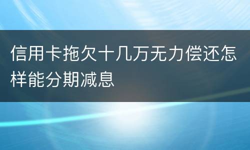 信用卡拖欠十几万无力偿还怎样能分期减息