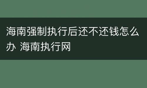 海南强制执行后还不还钱怎么办 海南执行网