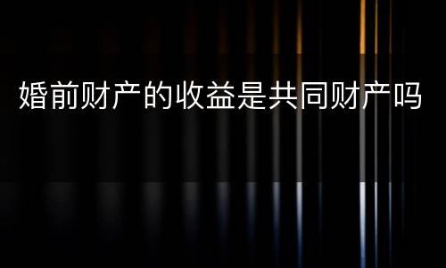婚前财产的收益是共同财产吗