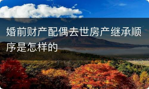 婚前财产配偶去世房产继承顺序是怎样的
