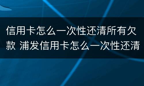 信用卡怎么一次性还清所有欠款 浦发信用卡怎么一次性还清所有欠款