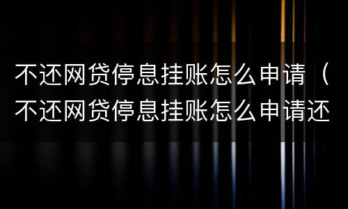 不还网贷停息挂账怎么申请（不还网贷停息挂账怎么申请还款）