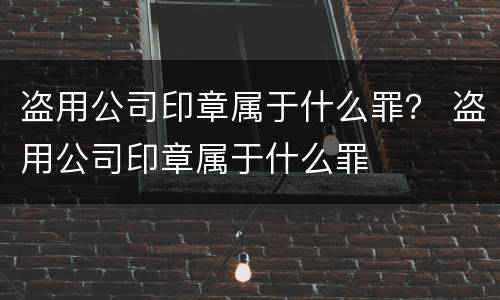 盗用公司印章属于什么罪？ 盗用公司印章属于什么罪