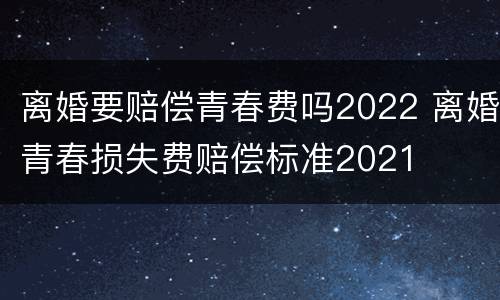 离婚要赔偿青春费吗2022 离婚青春损失费赔偿标准2021