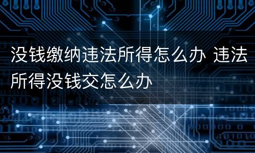 没钱缴纳违法所得怎么办 违法所得没钱交怎么办