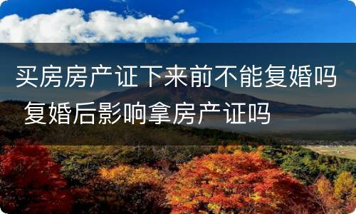 买房房产证下来前不能复婚吗 复婚后影响拿房产证吗