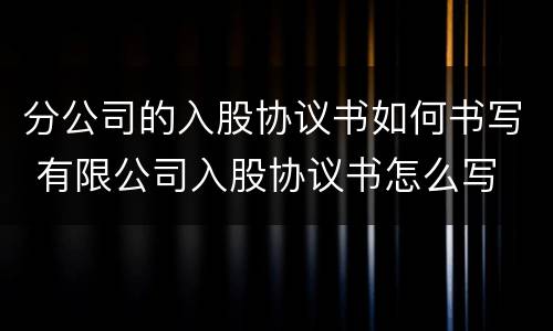 分公司的入股协议书如何书写 有限公司入股协议书怎么写