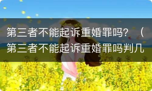 第三者不能起诉重婚罪吗？（第三者不能起诉重婚罪吗判几年）