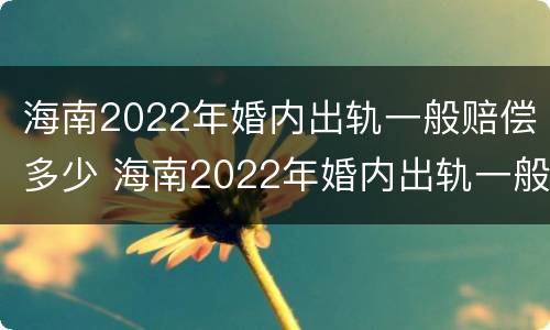 海南2022年婚内出轨一般赔偿多少 海南2022年婚内出轨一般赔偿多少呢