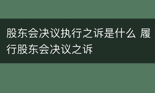 股东会决议执行之诉是什么 履行股东会决议之诉