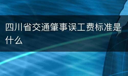 四川省交通肇事误工费标准是什么