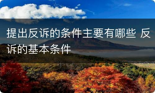提出反诉的条件主要有哪些 反诉的基本条件