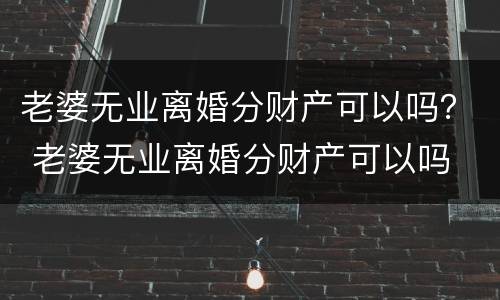 老婆无业离婚分财产可以吗？ 老婆无业离婚分财产可以吗