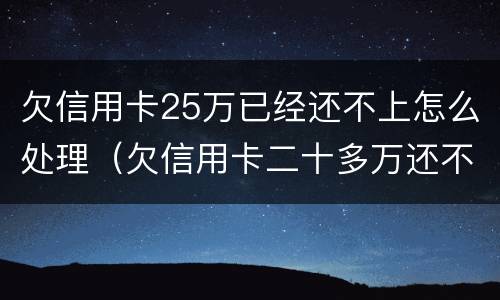 欠信用卡25万已经还不上怎么处理（欠信用卡二十多万还不上怎么办）