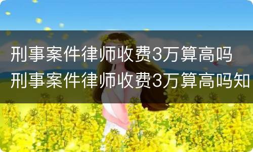 刑事案件律师收费3万算高吗 刑事案件律师收费3万算高吗知乎