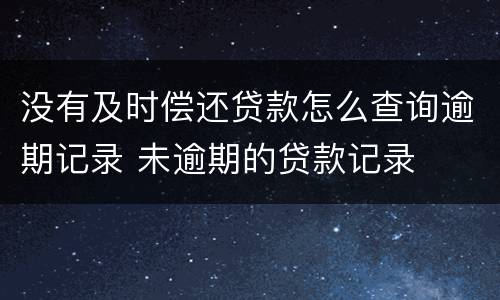 没有及时偿还贷款怎么查询逾期记录 未逾期的贷款记录