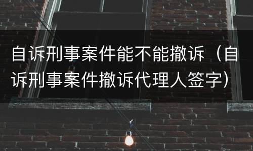 自诉刑事案件能不能撤诉（自诉刑事案件撤诉代理人签字）