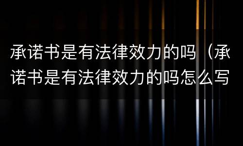 承诺书是有法律效力的吗（承诺书是有法律效力的吗怎么写）