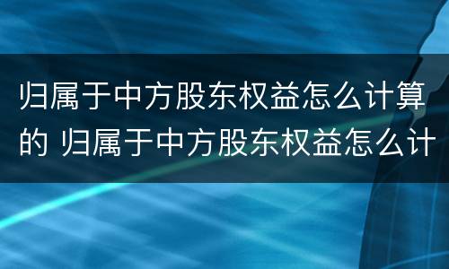 归属于中方股东权益怎么计算的 归属于中方股东权益怎么计算的呢