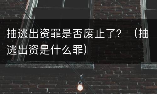 抽逃出资罪是否废止了？（抽逃出资是什么罪）