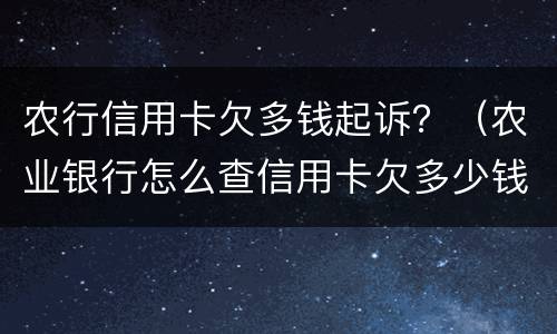 农行信用卡欠多钱起诉？（农业银行怎么查信用卡欠多少钱）