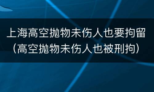上海高空抛物未伤人也要拘留（高空抛物未伤人也被刑拘）