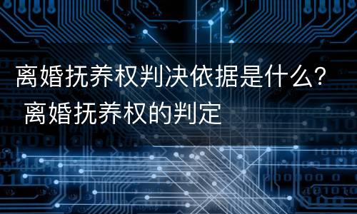 离婚抚养权判决依据是什么？ 离婚抚养权的判定