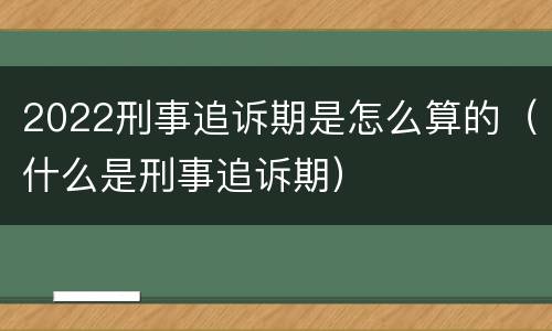 2022刑事追诉期是怎么算的（什么是刑事追诉期）