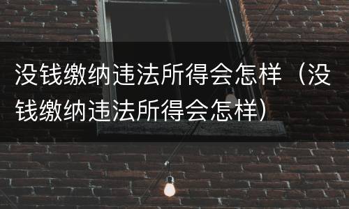 没钱缴纳违法所得会怎样（没钱缴纳违法所得会怎样）